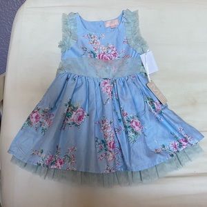 Nwt 2t Mila & Emma blue floral party dress